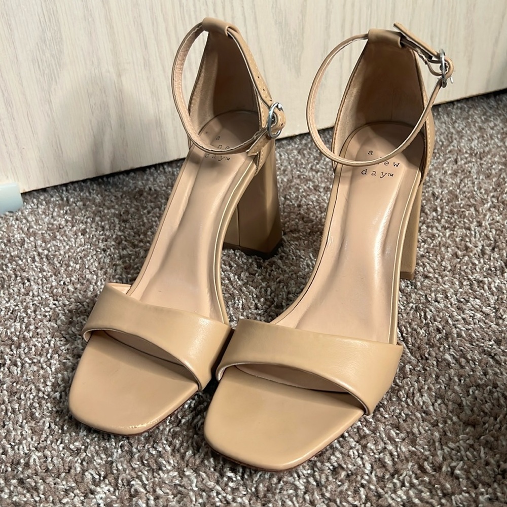 A New Day Tan Block Heel Sandals